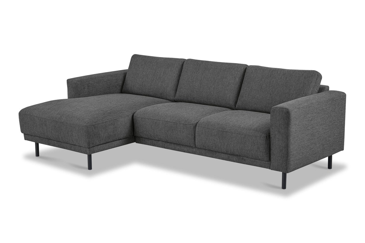 Divano angolare moderno con Chaise Longue Tessuto Antracite Aniko sinistra 238x142x78 cm