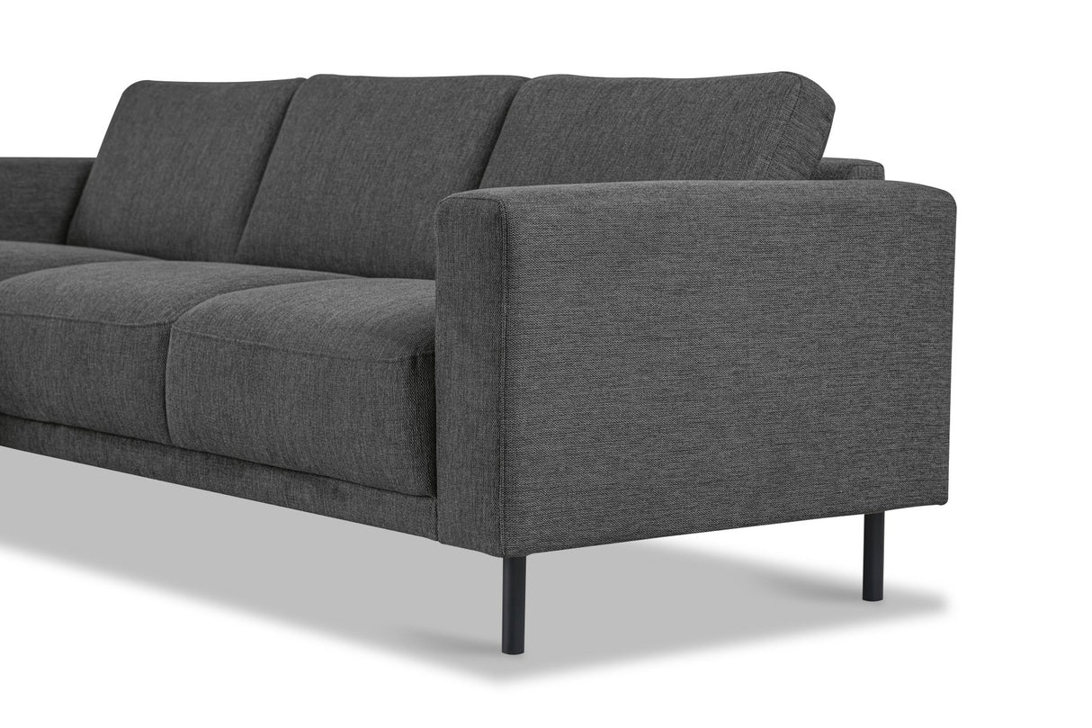 Divano angolare moderno con Chaise Longue Tessuto Antracite Aniko sinistra 238x142x78 cm