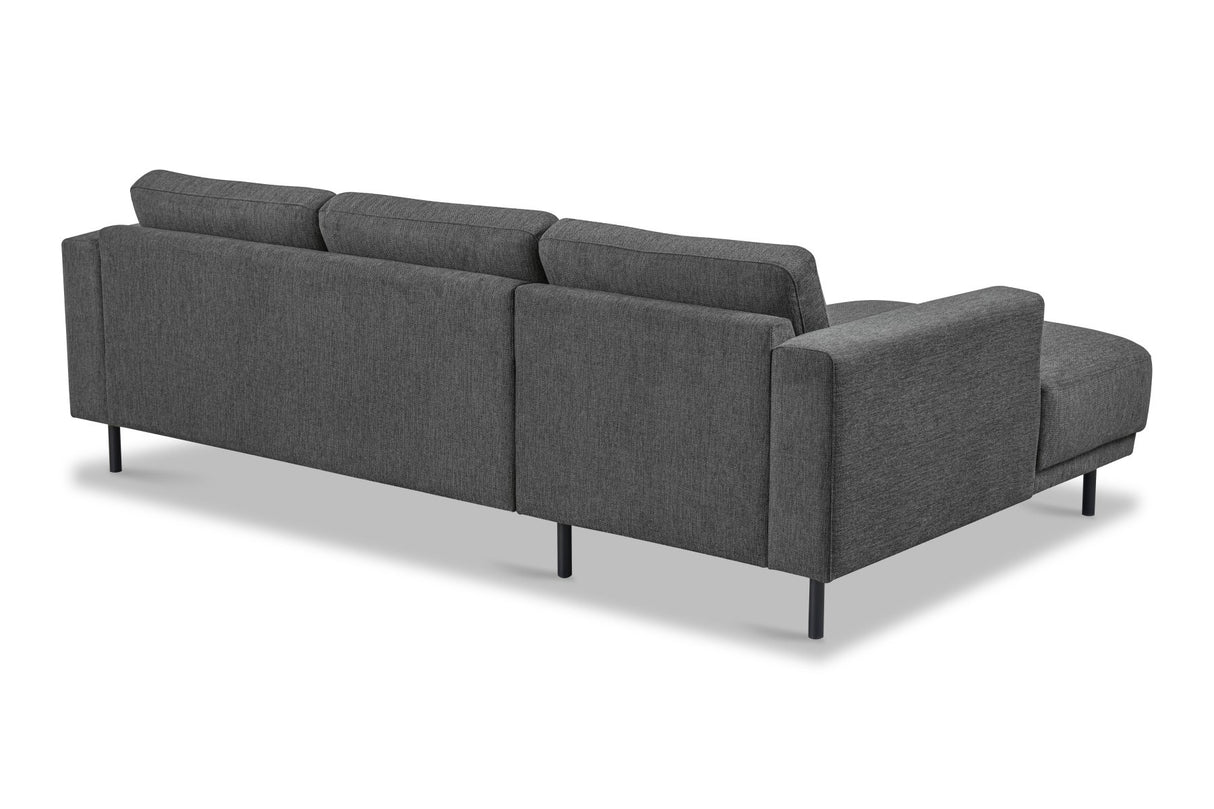 Divano angolare moderno con Chaise Longue Tessuto Antracite Aniko sinistra 238x142x78 cm