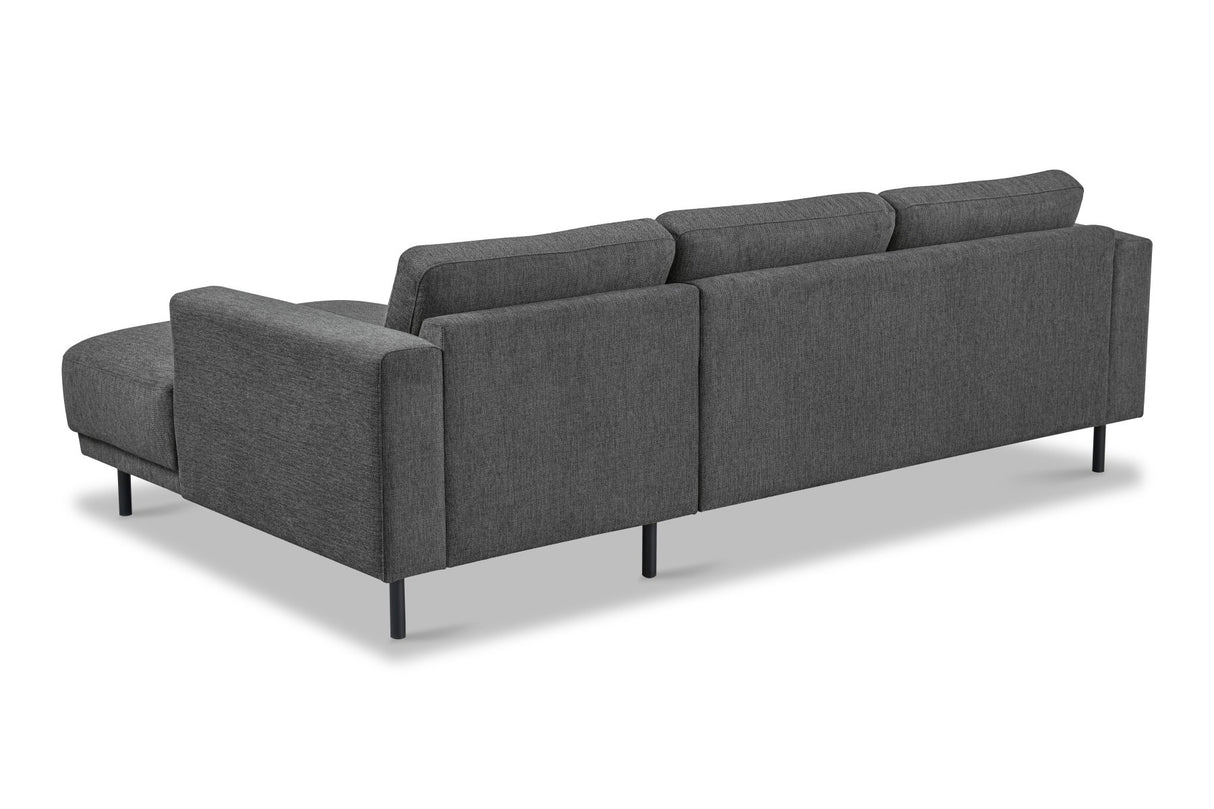 Divano angolare moderno con Chaise Longue Tessuto Antracite Aniko destra 238x142x78 cm