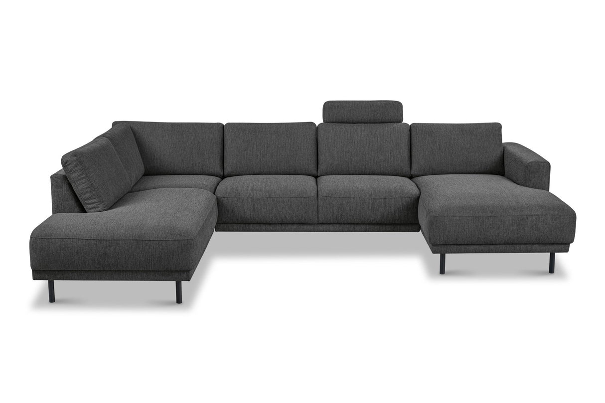 Divano angolare moderno U-Sofa in tessuto antracite - sinistro - 310x197x142 cm - Aniko