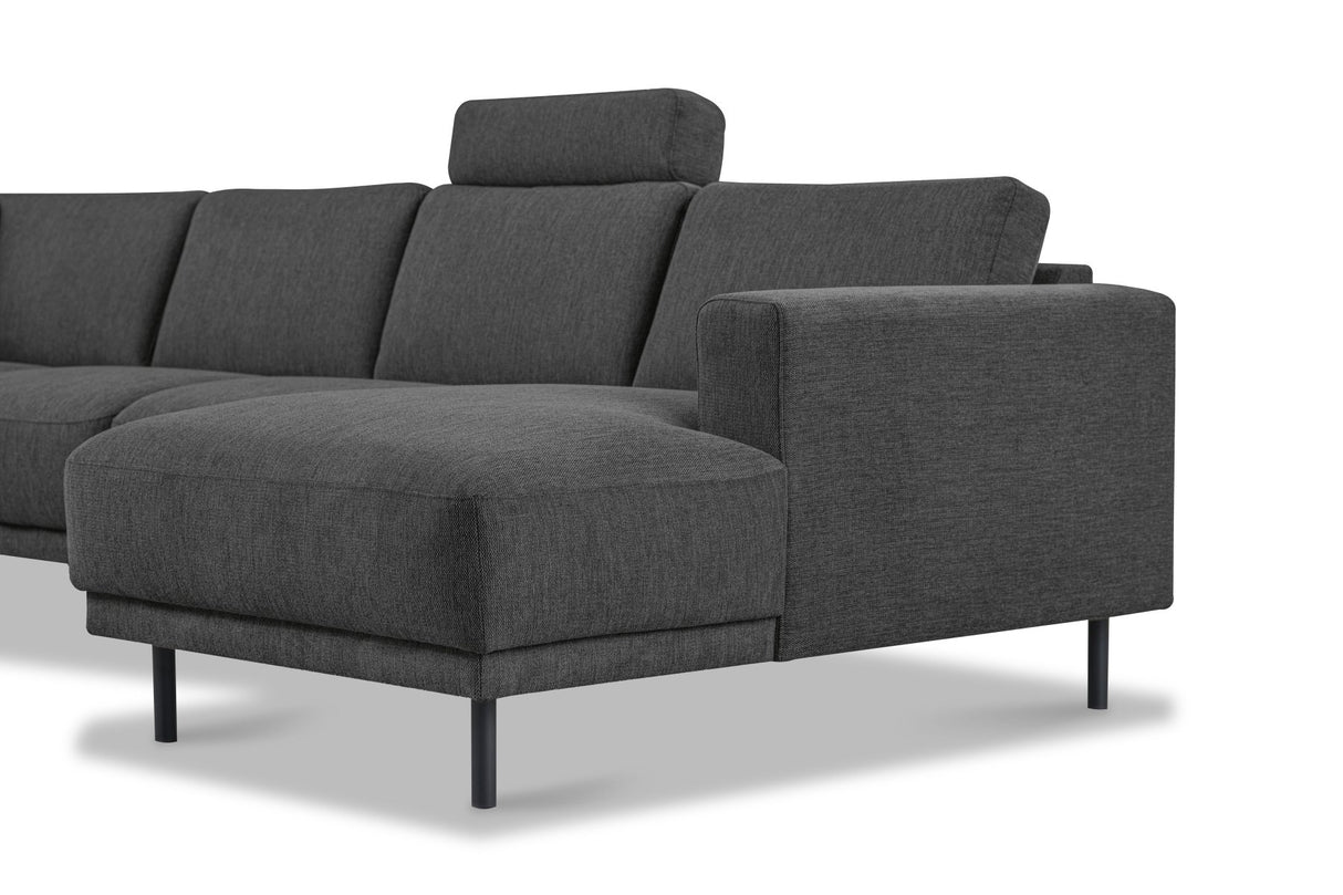 Divano angolare moderno U-Sofa in tessuto antracite - sinistro - 310x197x142 cm - Aniko