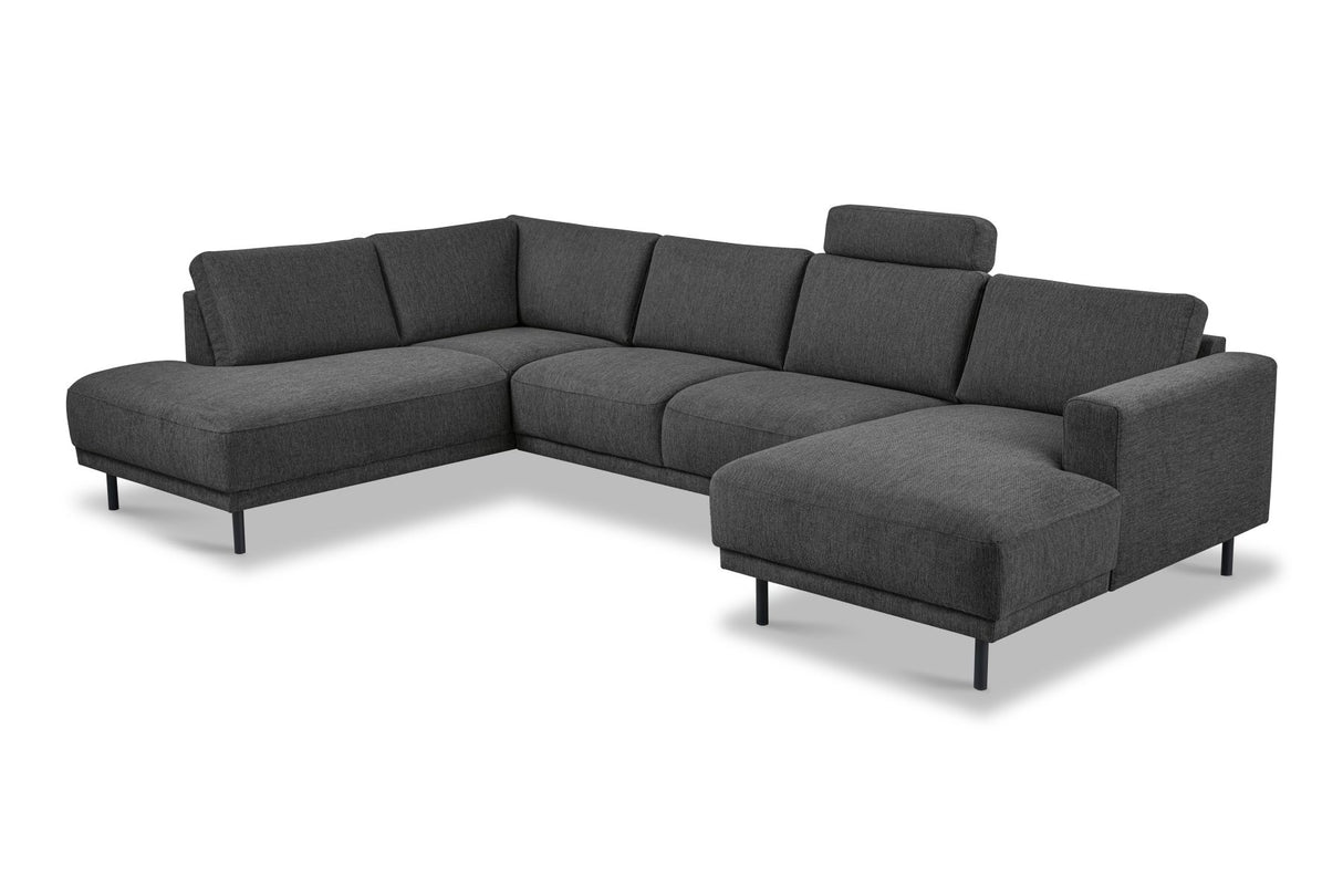 Divano angolare moderno U-Sofa in tessuto antracite - sinistro - 310x197x142 cm - Aniko