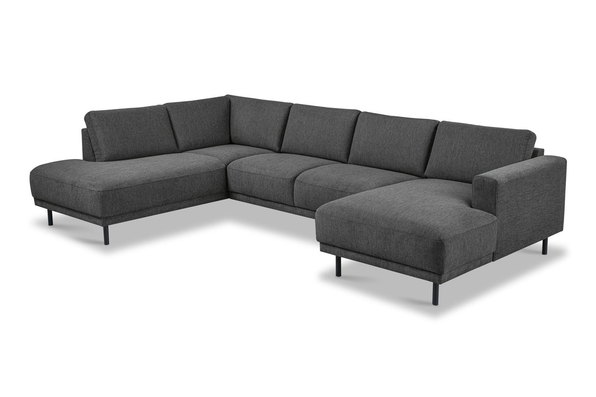 Divano angolare moderno U-Sofa in tessuto antracite - sinistro - 310x197x142 cm - Aniko