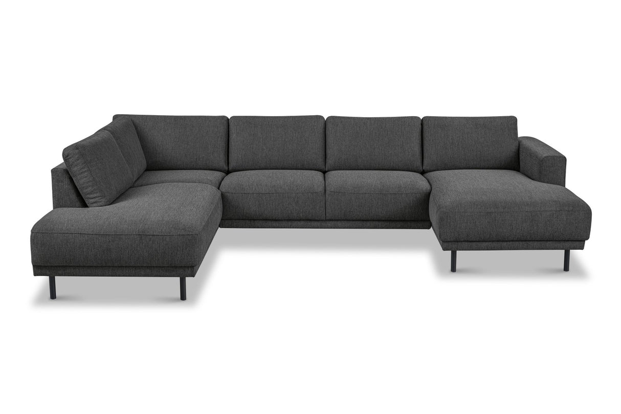 Divano angolare moderno U-Sofa in tessuto antracite - sinistro - 310x197x142 cm - Aniko