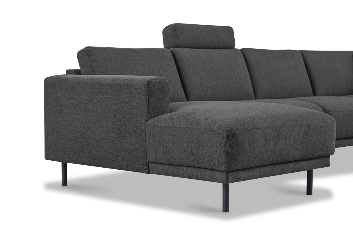 Divano angolare moderno U-Sofa in tessuto antracite - destro - 310x197x142 cm - Aniko