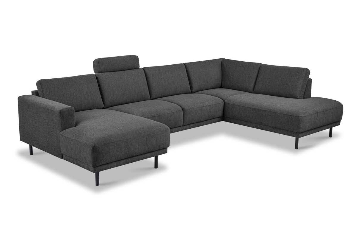 Divano angolare moderno U-Sofa in tessuto antracite - destro - 310x197x142 cm - Aniko