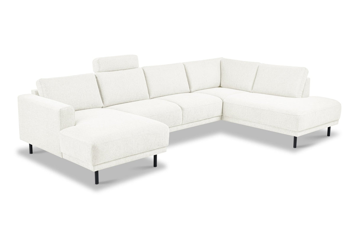 Divano angolare moderno U-Sofa in tessuto beige - Destra - 310x197x142 cm - Aniko