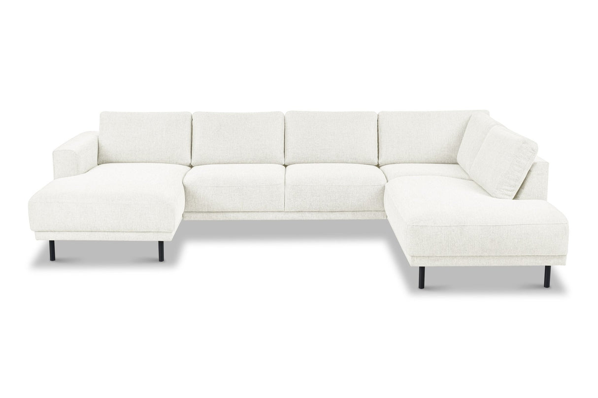 Divano angolare moderno U-Sofa in tessuto beige - Destra - 310x197x142 cm - Aniko