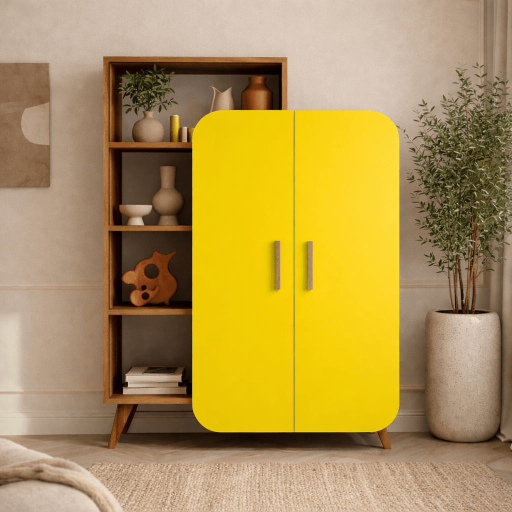 Libreria Form Noce Giallo Melaminico 90x132x32 cm