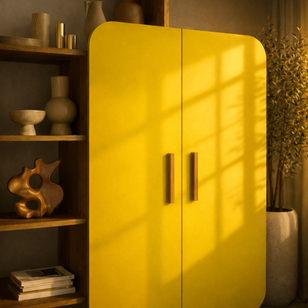 Libreria Form Noce Giallo Melaminico 90x132x32 cm