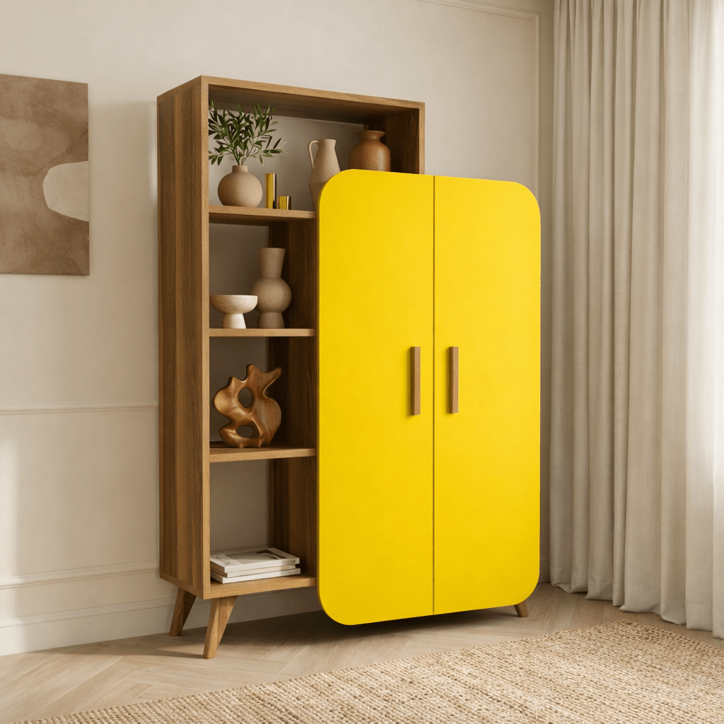 Libreria Form Noce Giallo Melaminico 90x132x32 cm