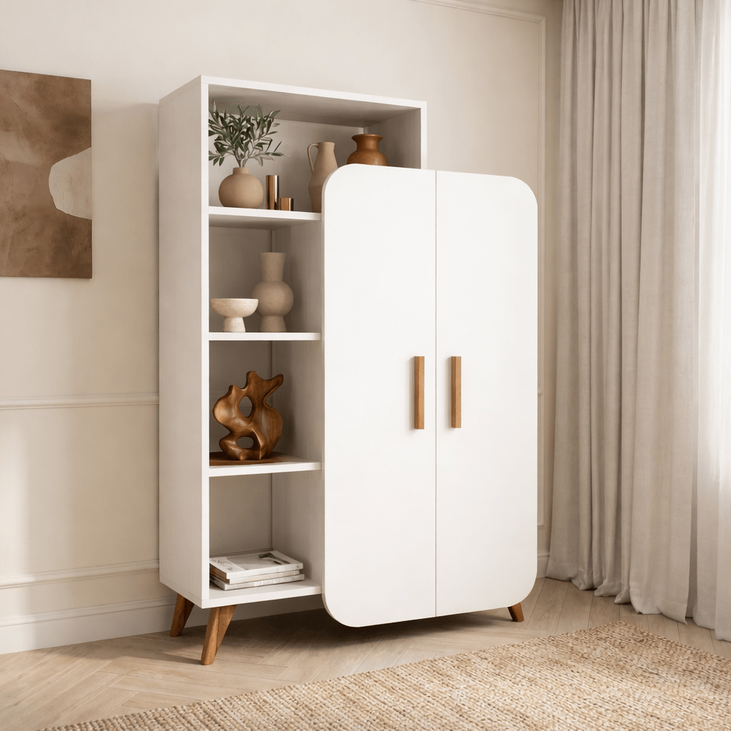 Libreria scandinava melaminico bianco Form 90x132x32 cm