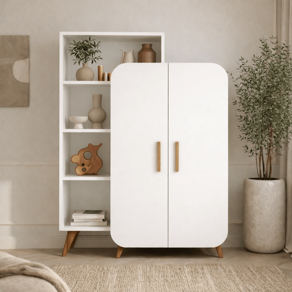 Libreria scandinava melaminico bianco Form 90x132x32 cm