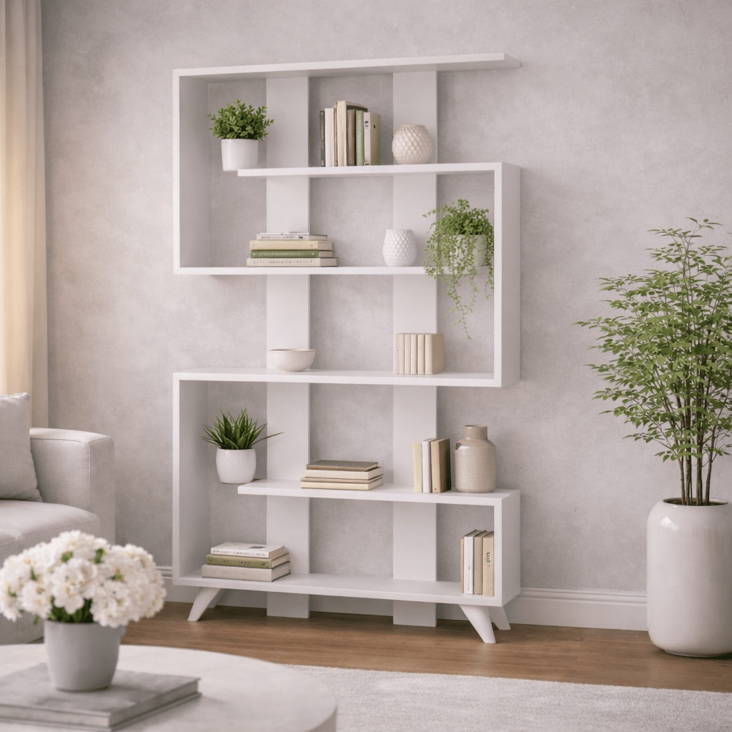 Libreria Rain Bianco Melaminico 120x162x20 cm