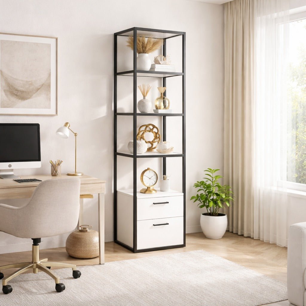 Libreria Robbins Nero Nero Bianco Melaminico 39x160x39 cm