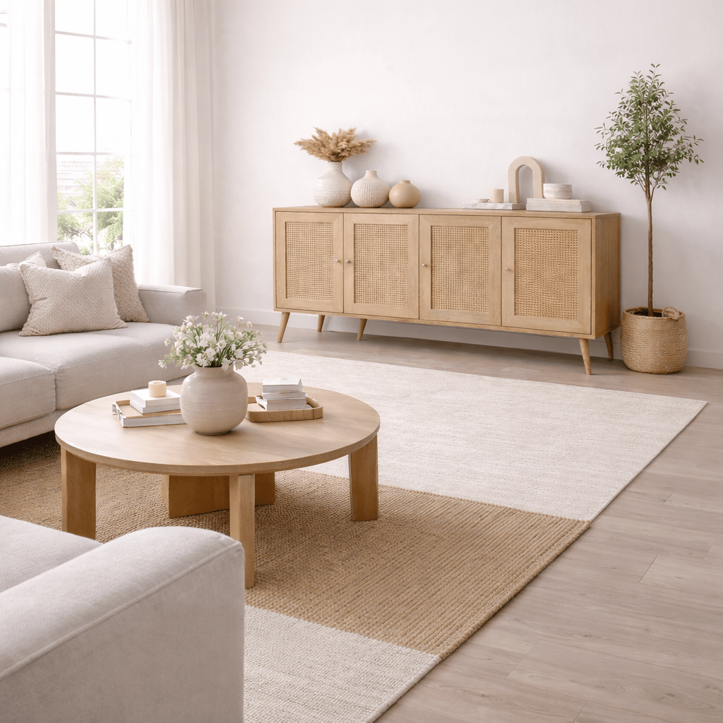 Dressoirs - Calvin Dressoir Rotan - Eikenlook met soft - close 180 cm Melamine - Dimehouse