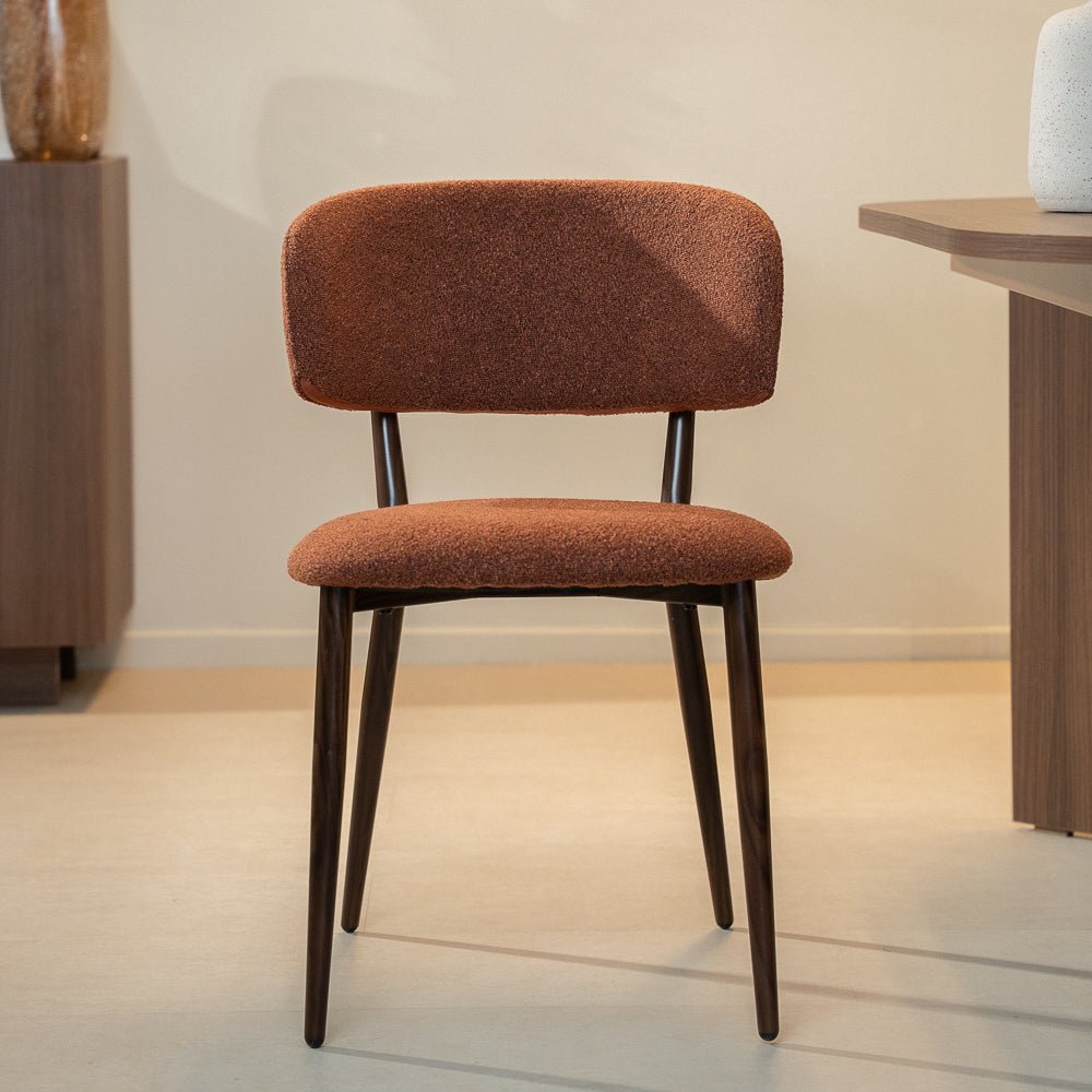 Eetkamerstoelen-Japandi Eetkamerstoel Yura Koper - Walnootlook Frame-Dimehouse