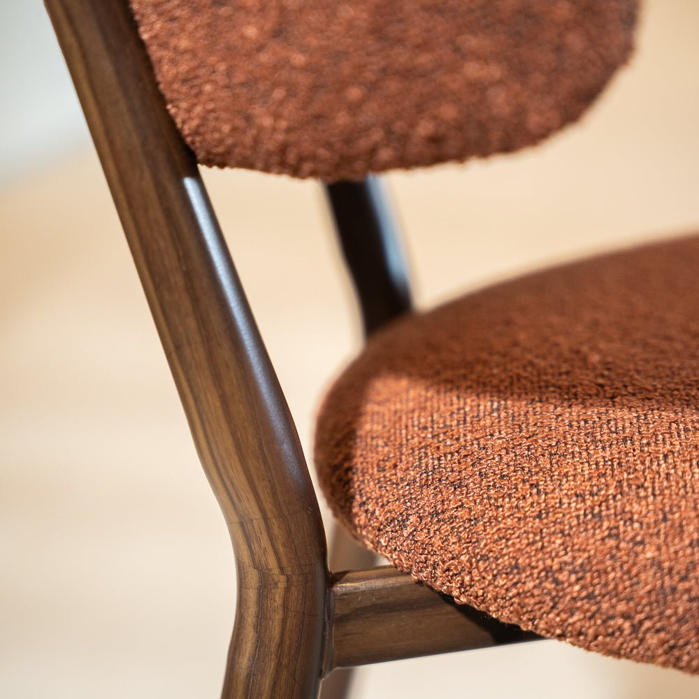 Eetkamerstoelen-Japandi Eetkamerstoel Yura Koper - Walnootlook Frame-Dimehouse