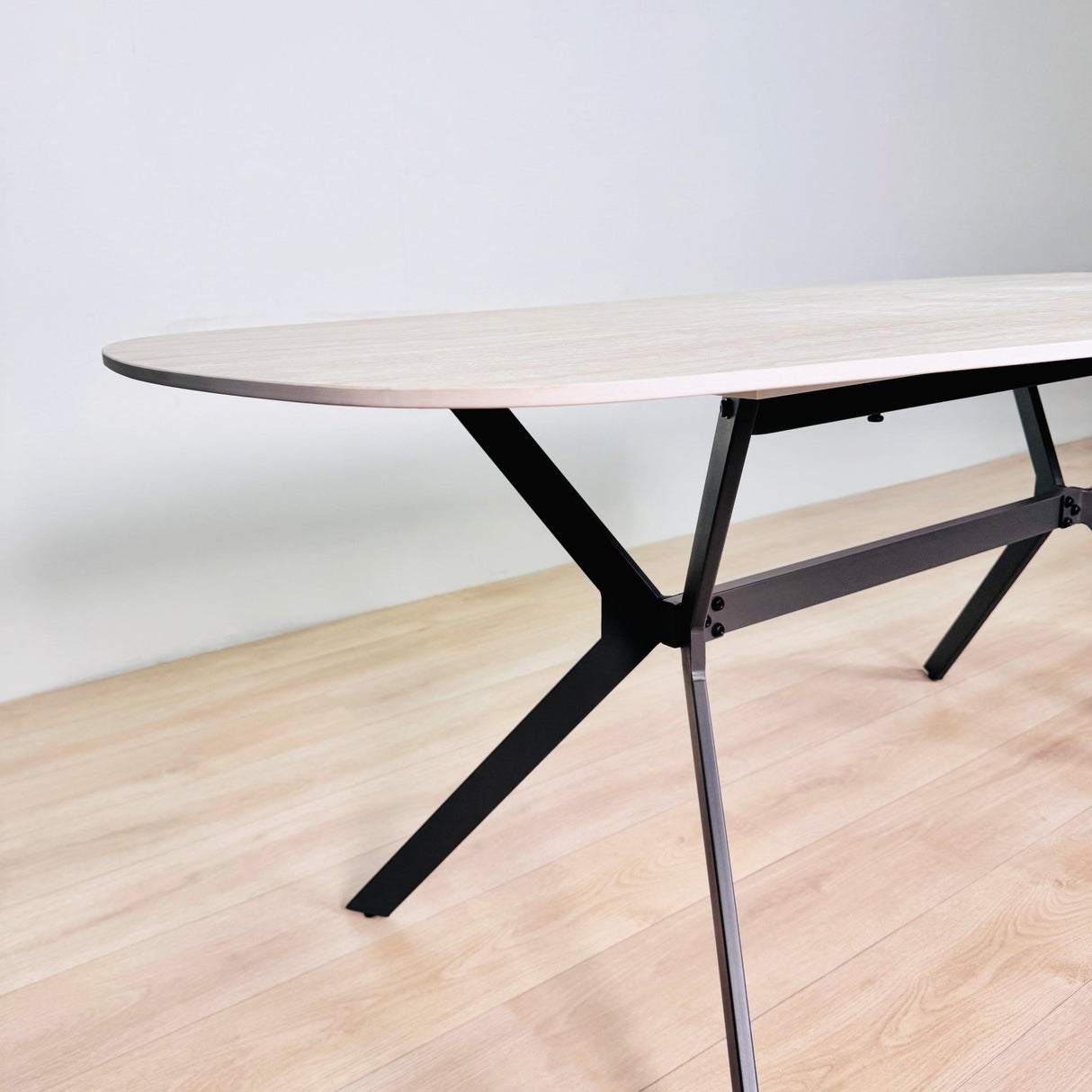 Eettafels - Eettafel Jimi Deens Ovaal Keramiek Travertinlook 180 cm - Dimehouse