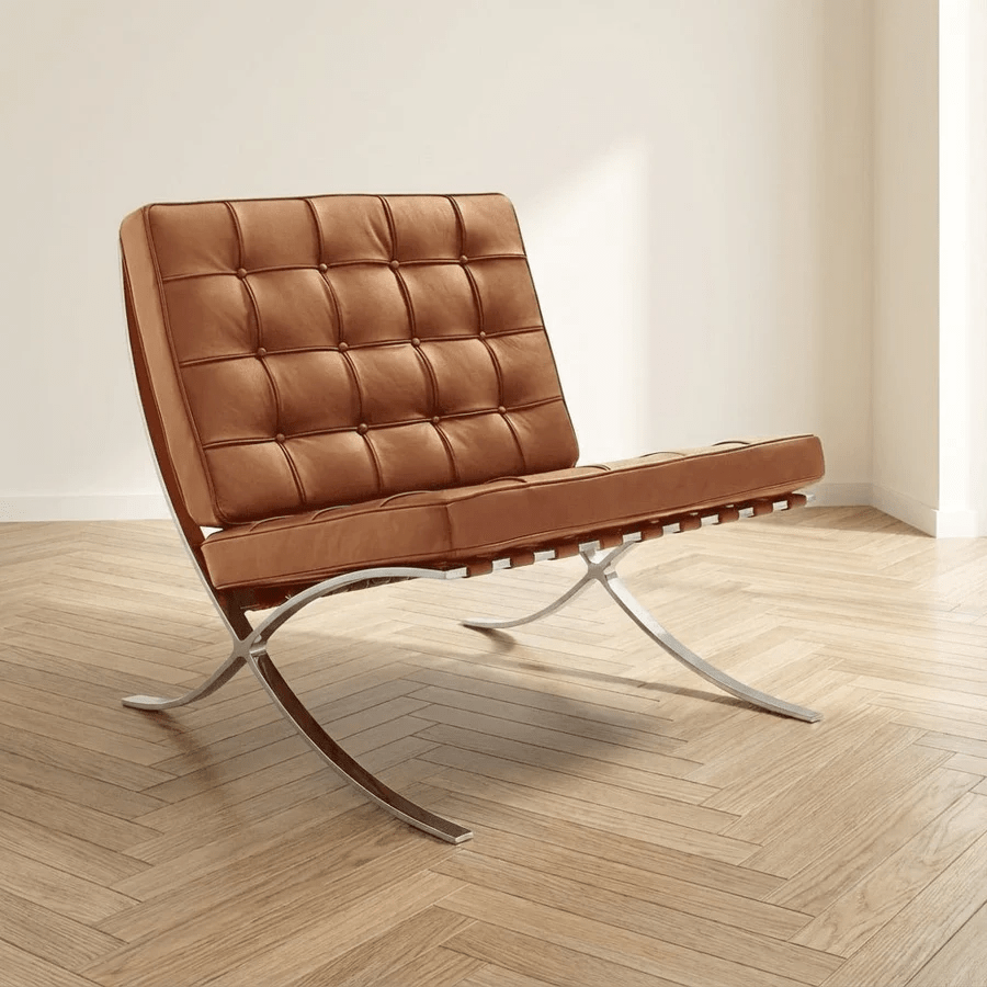 Poltrona di design in pelle premium cognac Expo