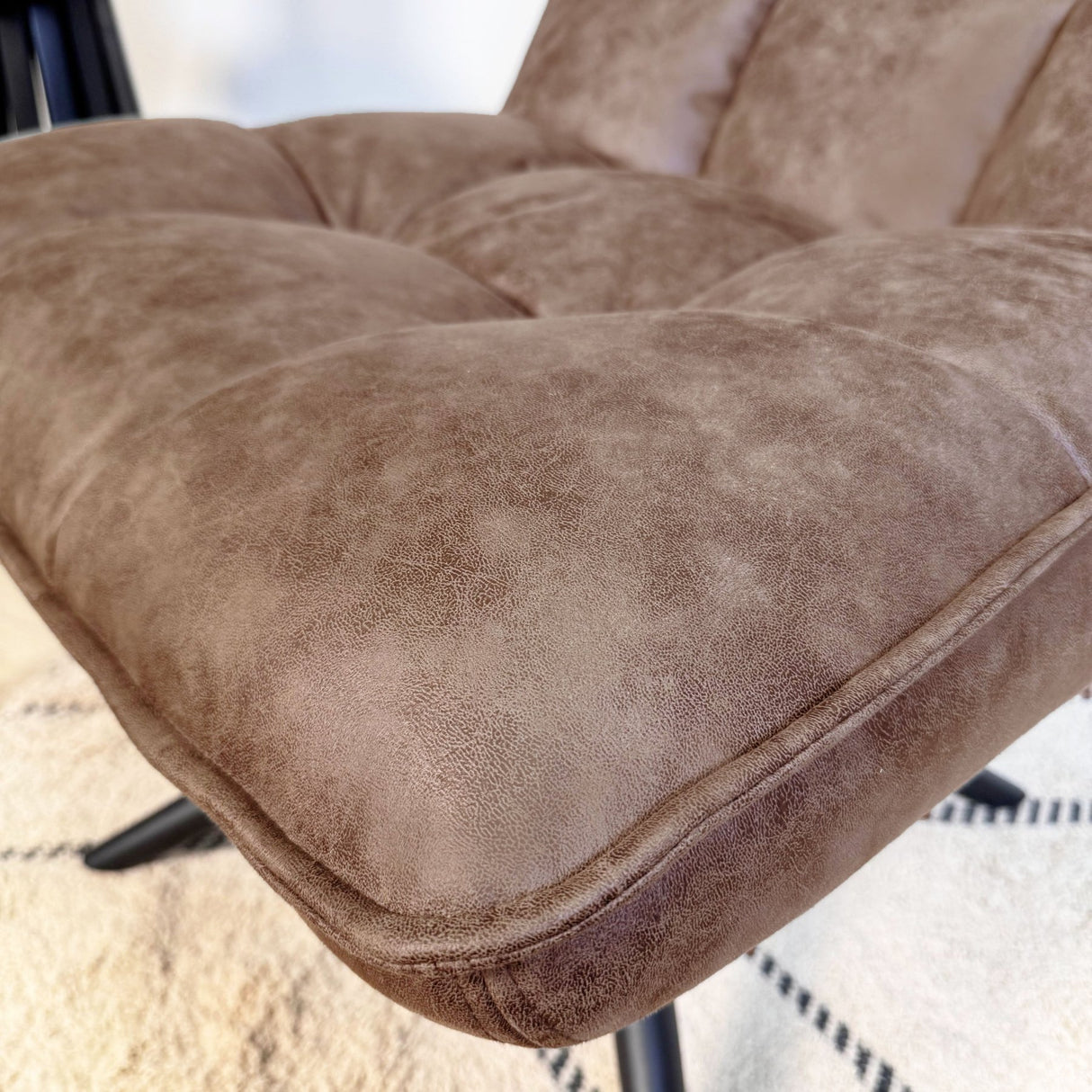Fauteuils - Industriële draaifauteuil cognac eco - leer 360° draaibaar Yuki - Dimehouse