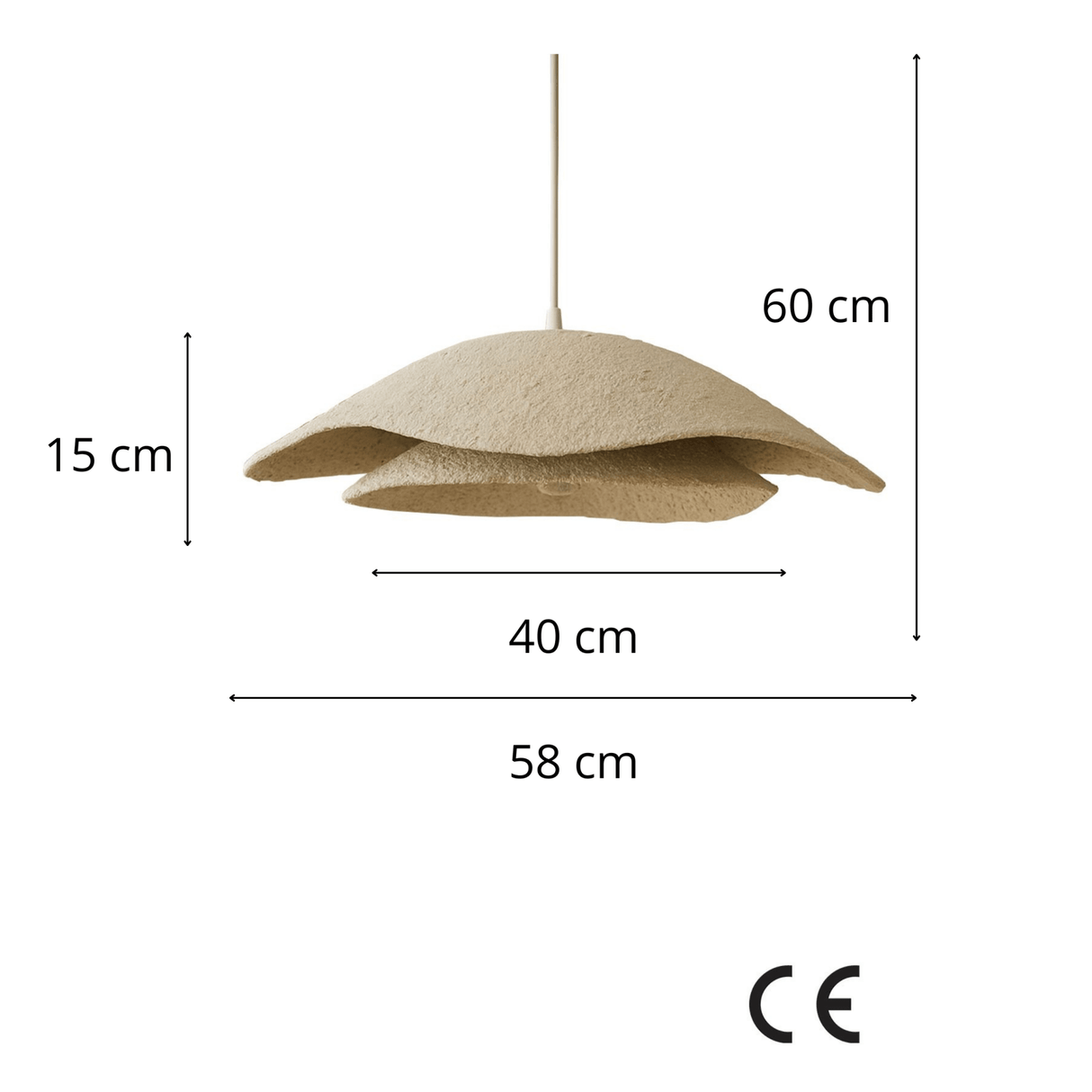 Hanglampen - Hanglamp beige carbon betonnen kap - 40 en 58 cm - Flowing - Dimehouse