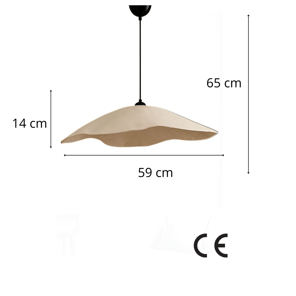 Hanglampen - Hanglamp beige carbon betonnen kap - 59 cm - Flowing - Dimehouse