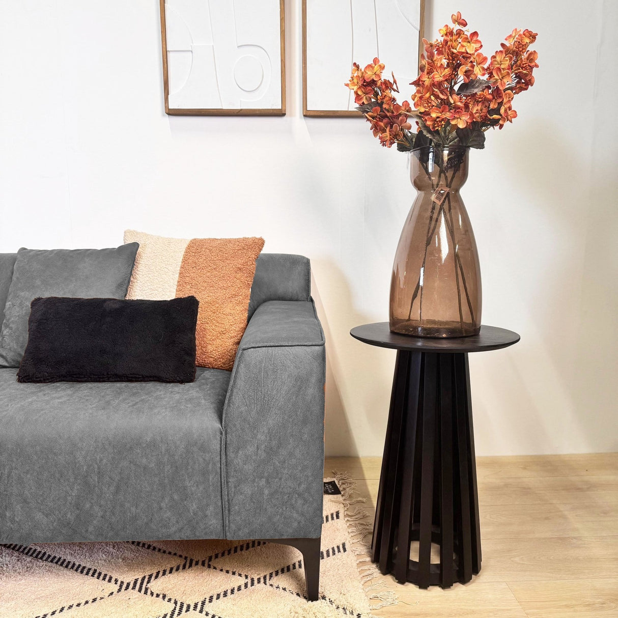 Banken - Hoekbank met compacte lounge antraciet microvezel Davidson - links - Dimehouse