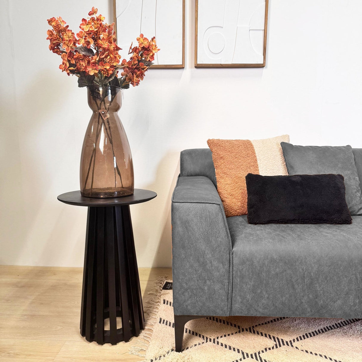 Banken - Hoekbank met compacte lounge antraciet microvezel Davidson - rechts - Dimehouse