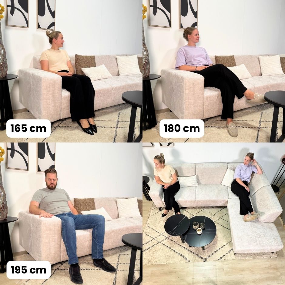 Divano angolare con chaise longue in tessuto ciniglia tortora Manon - destra