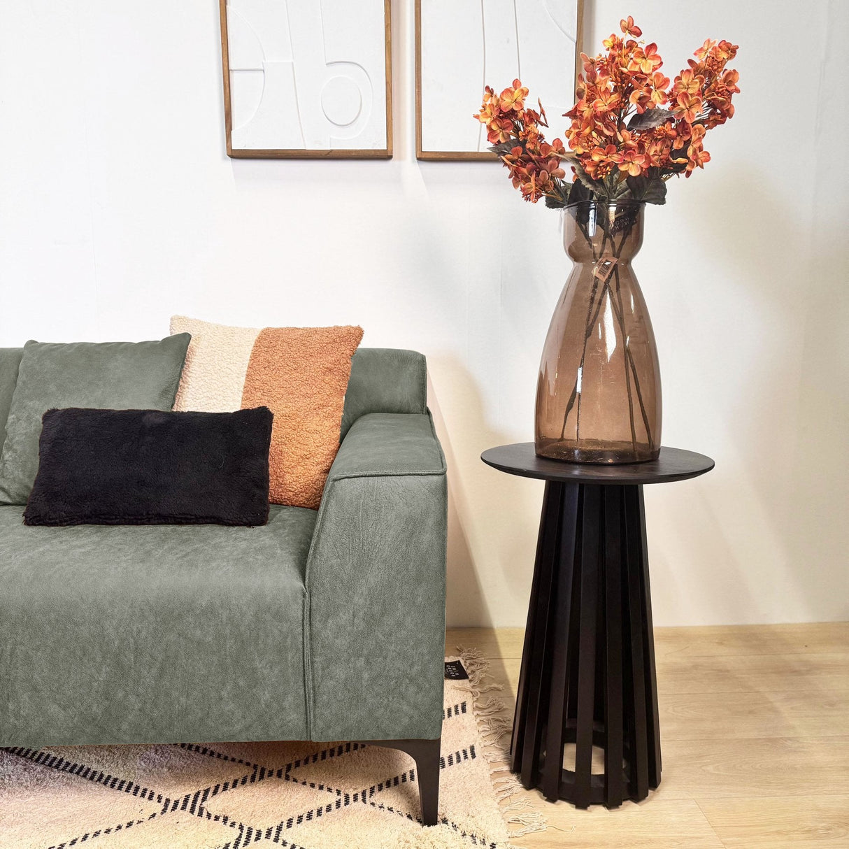 Divano angolare con divano lounge compatto in microfibra verde Davidson - sinistra