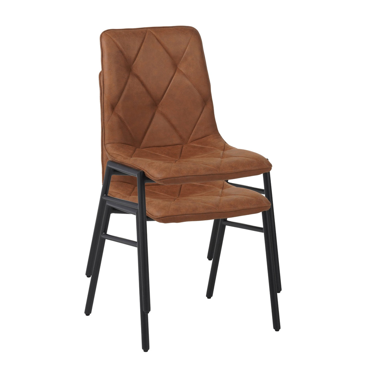 Eetkamerstoelen - Eetkamerstoel Noan Microvezel Cognac - Zonder Armleuningen - Dimehouse