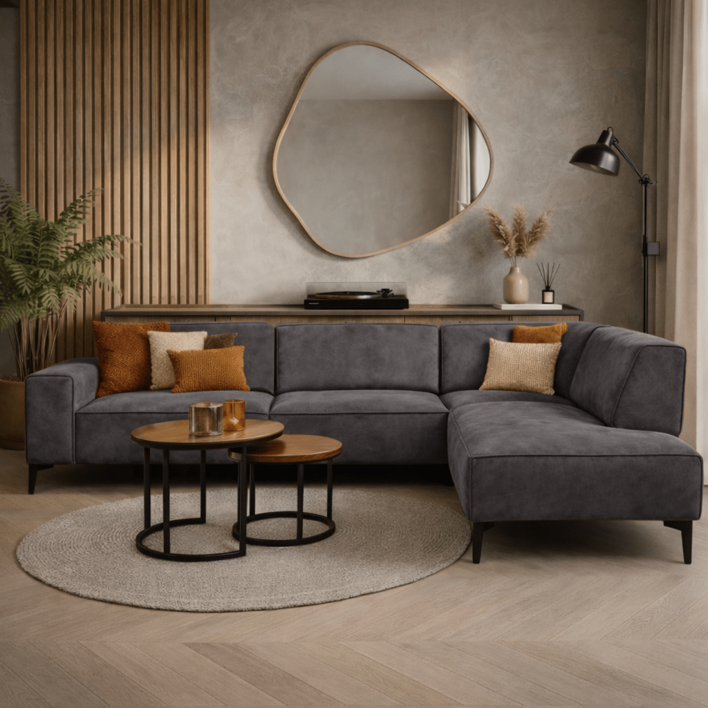 Divano angolare industriale in ecopelle antracite Brisbane - destra