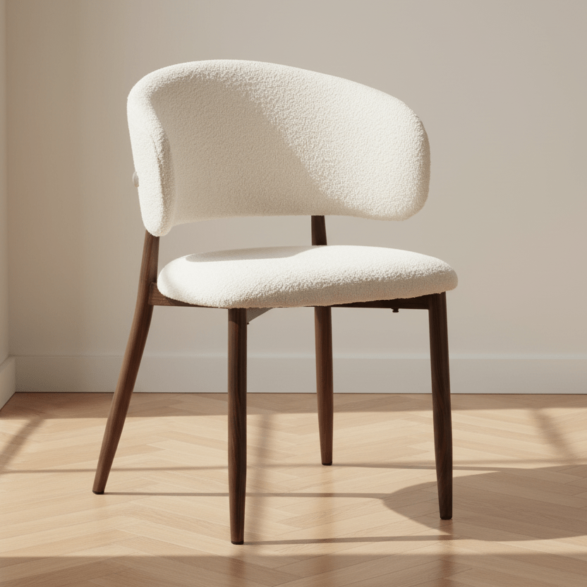 Sedia da pranzo Japandi Yuka Beige - Struttura in effetto noce