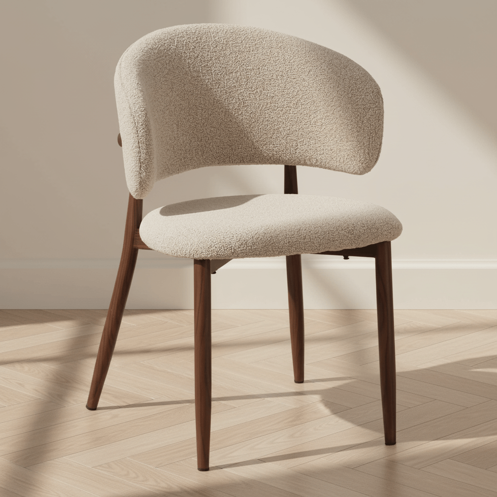 Sedia da pranzo Japandi Yuka Sand - Struttura in effetto noce