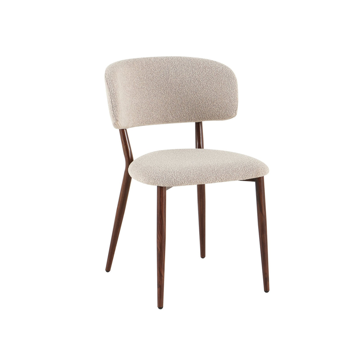 Eetkamerstoelen-Japandi Eetkamerstoel Yura Beige - Walnootlook Frame-Dimehouse