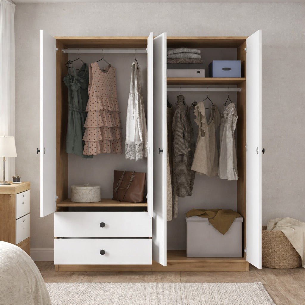 Armadio Noce Bianco Melaminico - Appendi e appoggia - 120x170x42,5 cm - Aspen