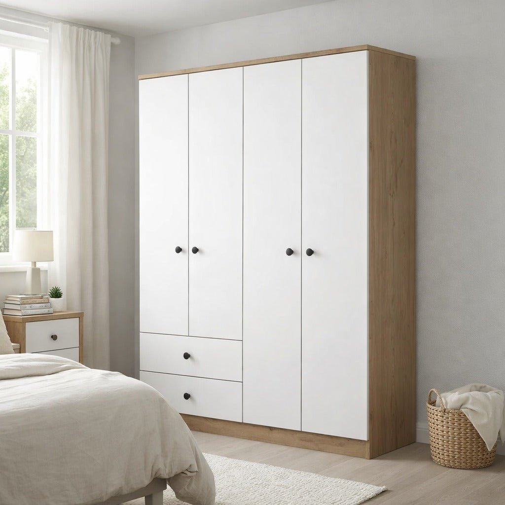 Armadio Noce Bianco Melaminico - Appendi e appoggia - 120x170x42,5 cm - Aspen