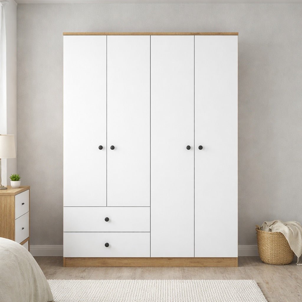 Armadio Noce Bianco Melaminico - Appendi e appoggia - 120x170x42,5 cm - Aspen