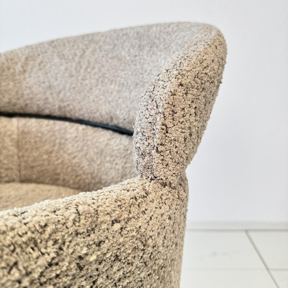 Sedia da sala da pranzo Bouclé Beige - Japandi - forme rotonde - Lola
