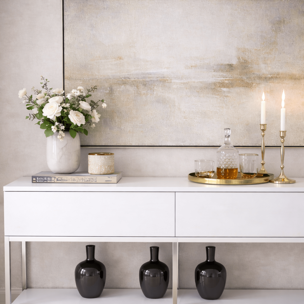 Dressoirs - Modern Dressoir Wit Lord 150x30x80 - Zilver Frame - Twee Vakken - Dimehouse