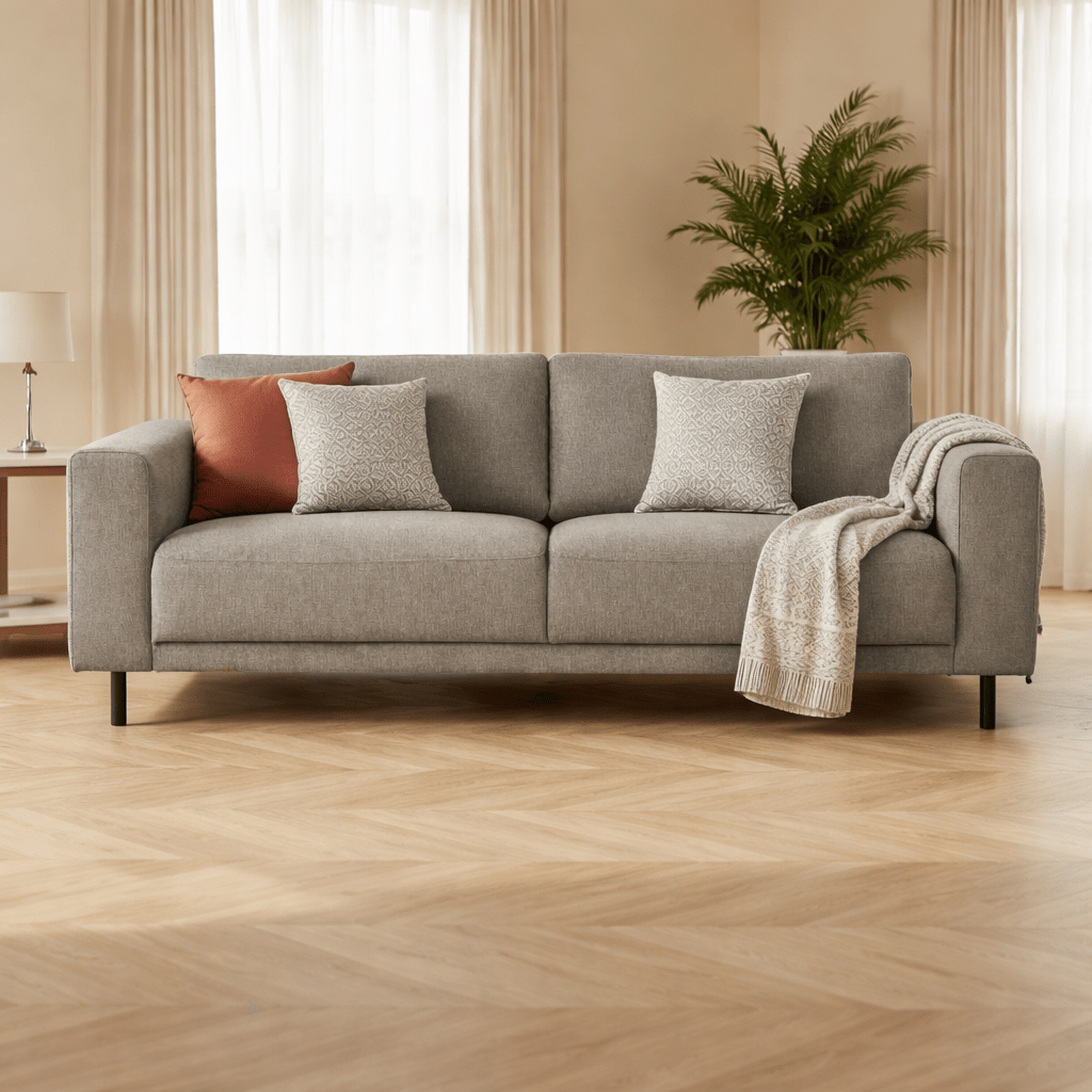 Moderne 2,5-zits Bank Taupe Stof Aniko 183x90x78 cm