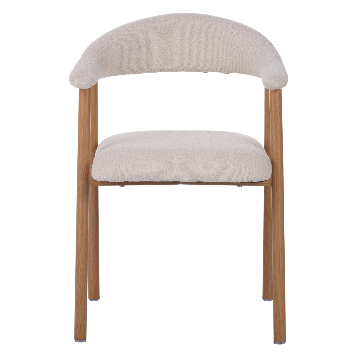 Sedia da sala da pranzo Japandi Beige Bouclé Suki - Struttura effetto rovere - Con braccioli
