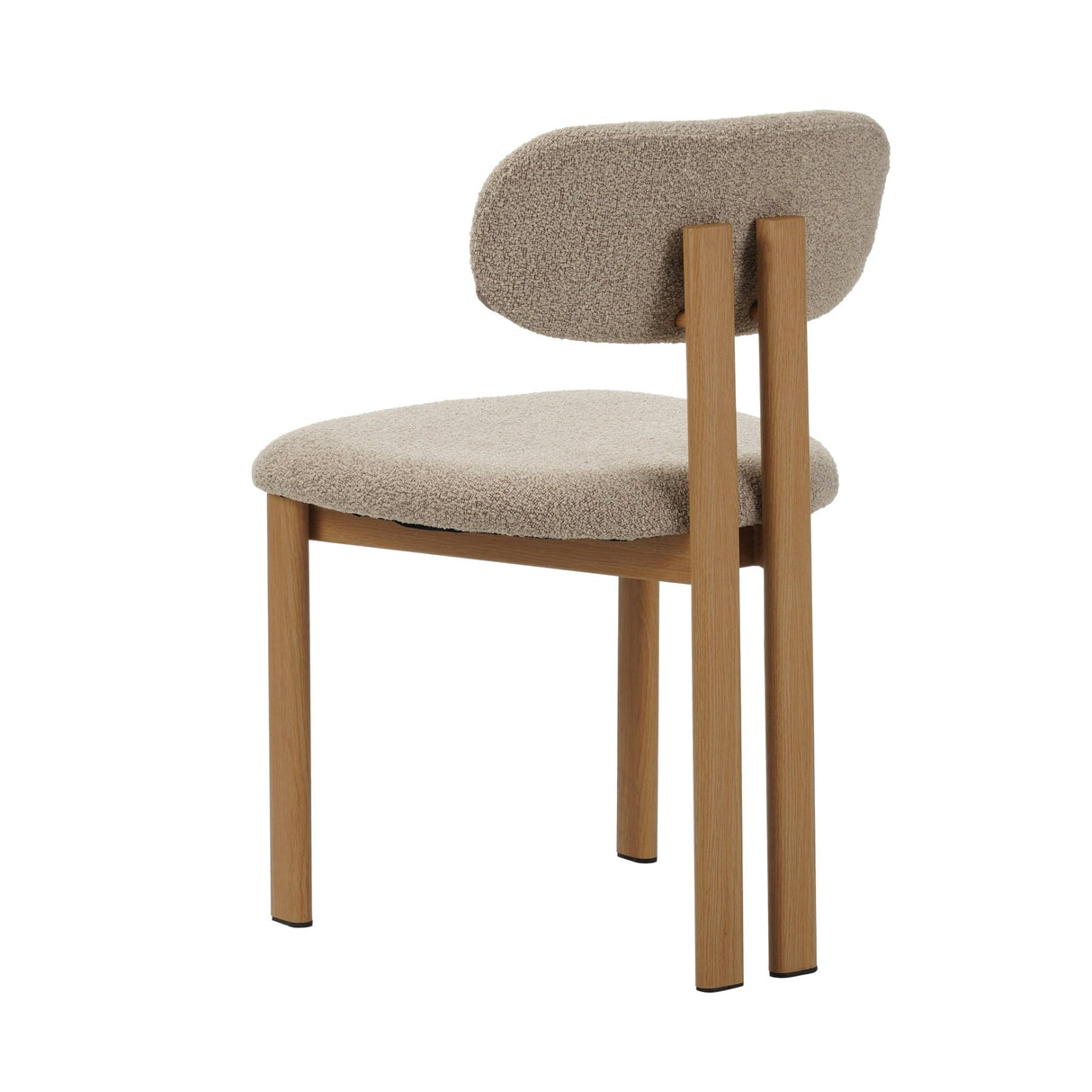 Eetkamerstoelen - Japandi Eetkamerstoel Miyo Bouclé Zandkleur - Eikenlook Frame - Dimehouse