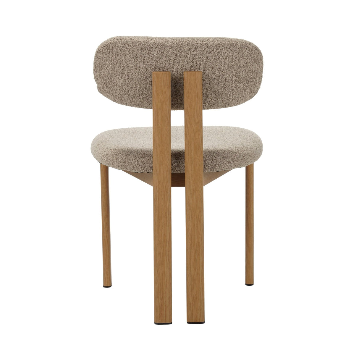 Eetkamerstoelen - Japandi Eetkamerstoel Miyo Bouclé Zandkleur - Eikenlook Frame - Dimehouse