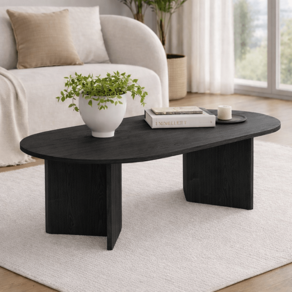 Ovale salontafel Zwart melamine - Japandi - 119x60 cm - Sota