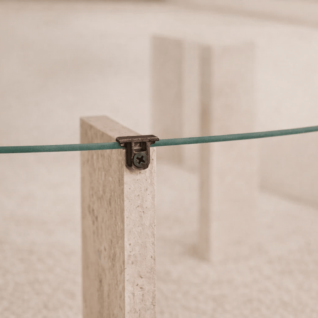 Ronde salontafel travertin melamine transparant glas Ø75 cm - Cairo