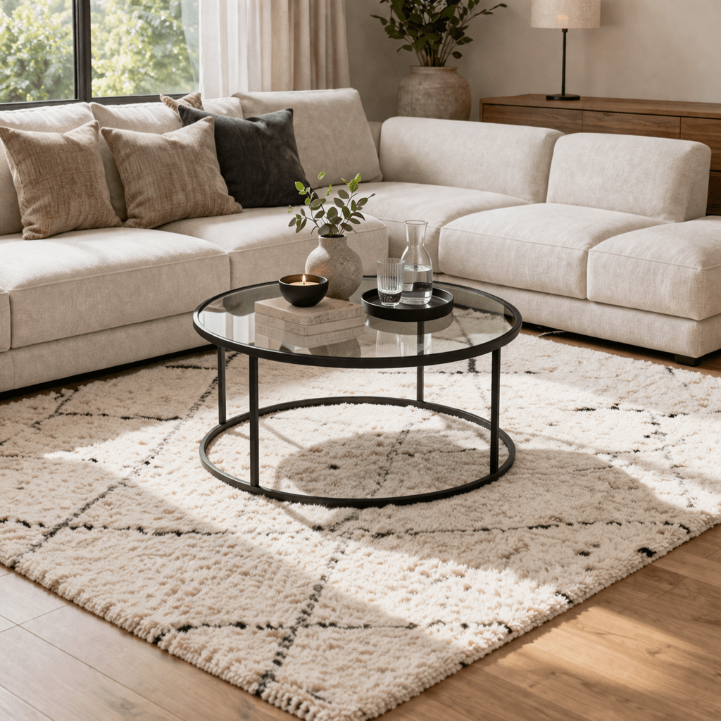 Tavolino in vetro Rotondo in metallo nero - 80 cm - Barlin