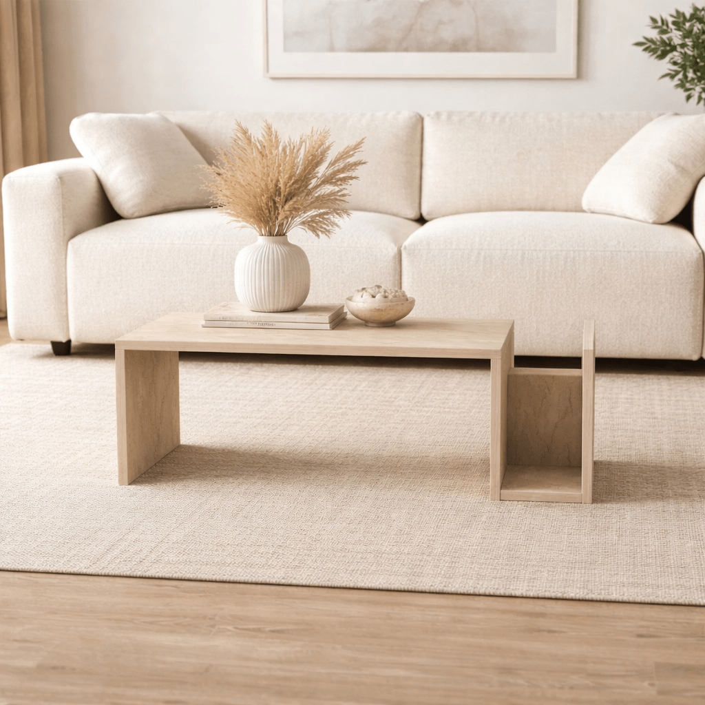 Tavolino Rettangolare Travertino - 87x50 cm - Mebo